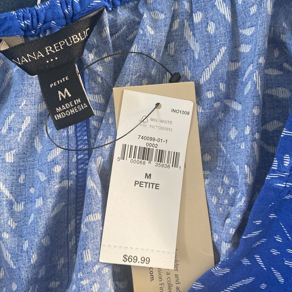 Banana Republic Petite Ruffle Fit n Flare Blue Dress MP NEW - Picture 4 of 9